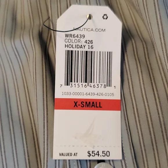 NWT! Nautica classic fit striped long sleeve dress shirt - Picture 7 of 13